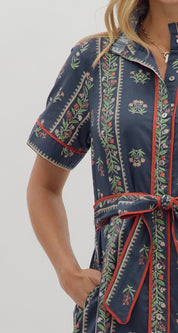 Floral Vine Navy Dress
