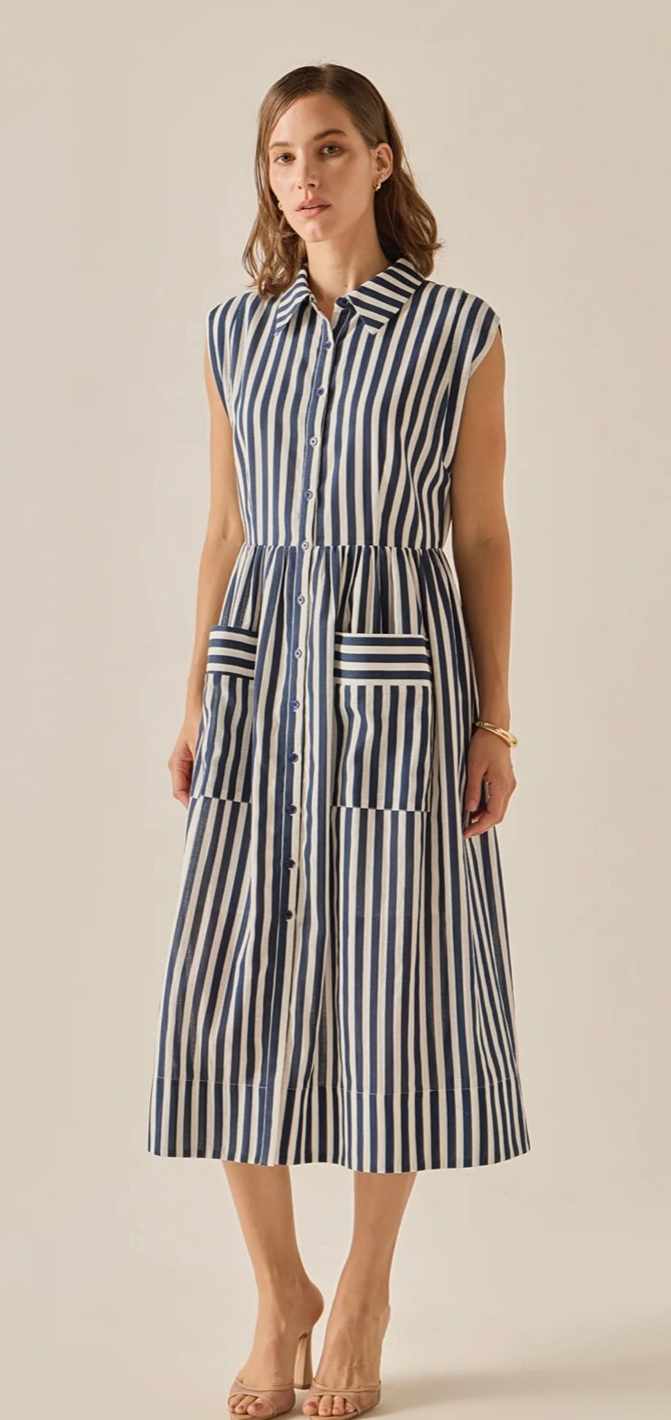 Navy Stripe Love Midi Dress
