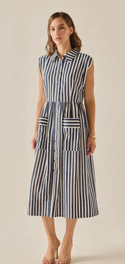 Navy Stripe Love Midi Dress
