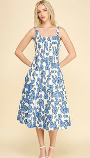 Floral Blues Midi Dress