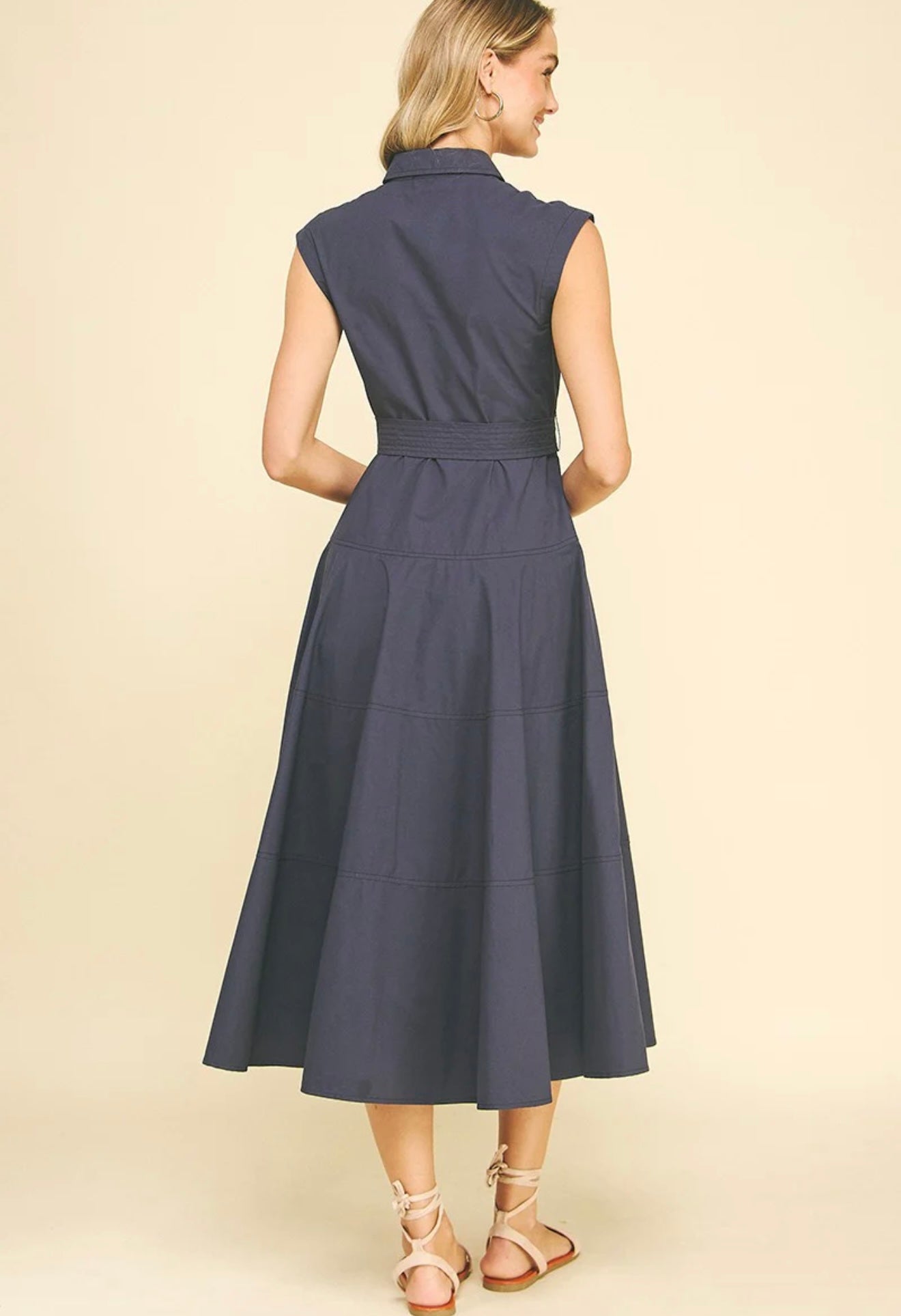 Navy Button Down Dress