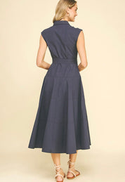 Navy Button Down Dress