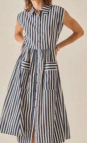 Navy Stripe Love Midi Dress