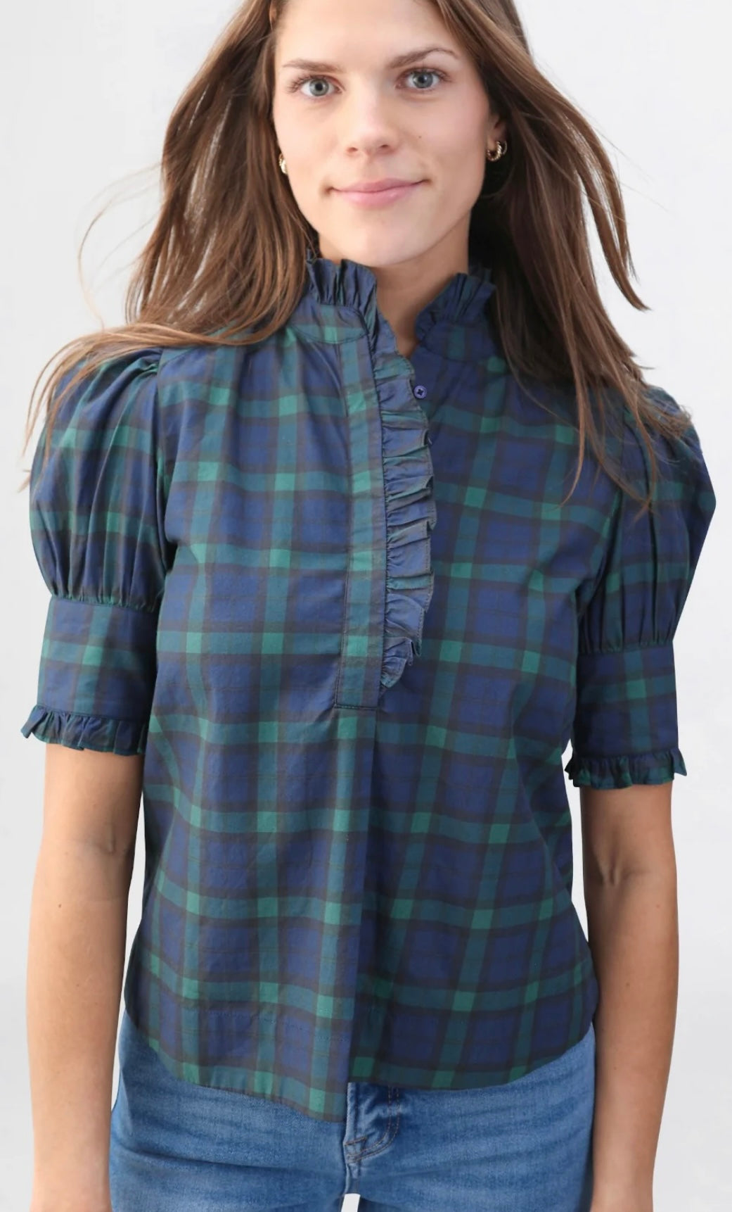 Westport Top Navy Tartan