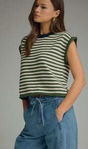 Olive Striped Sweater Top