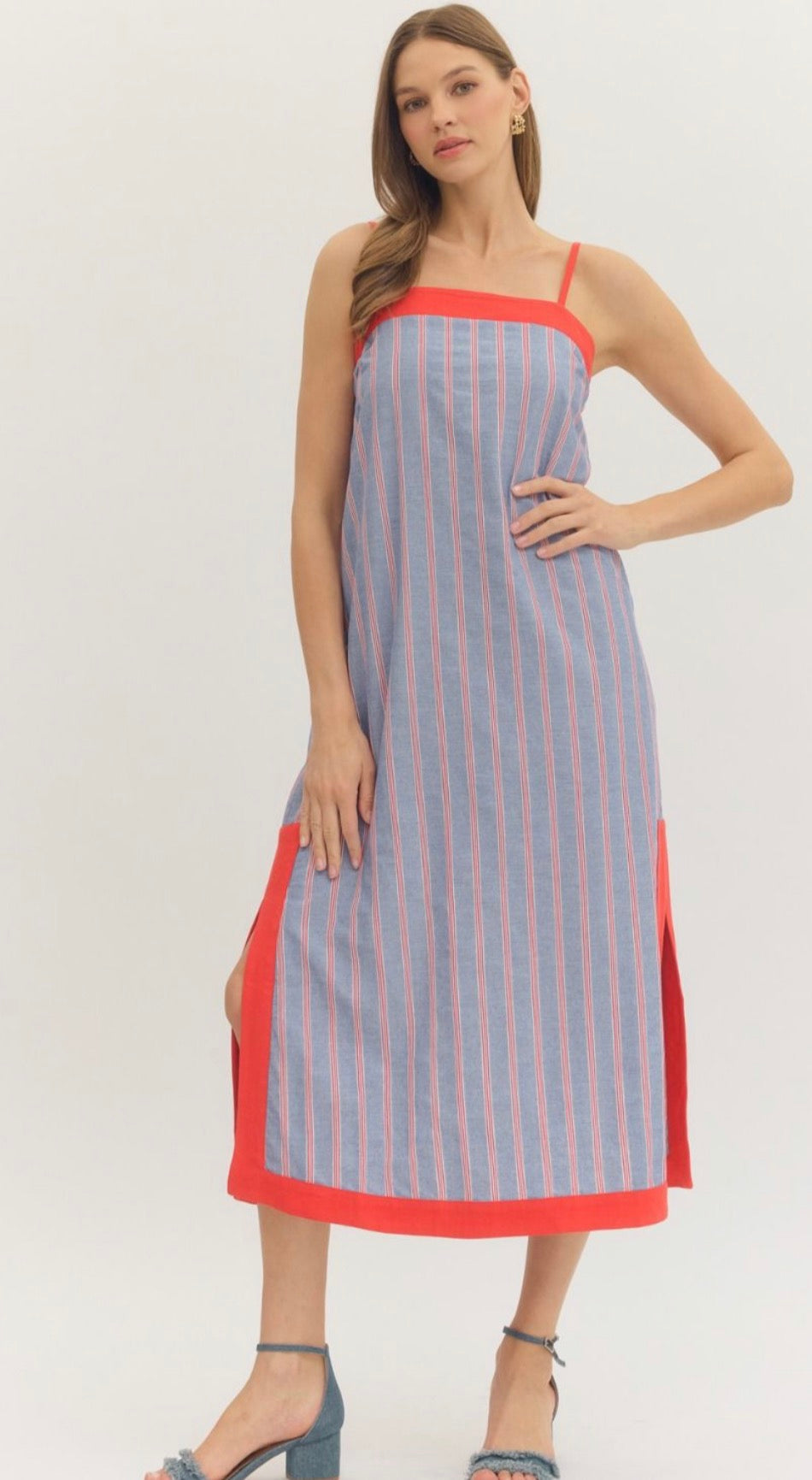 USA Pinstripe Maxi Dress