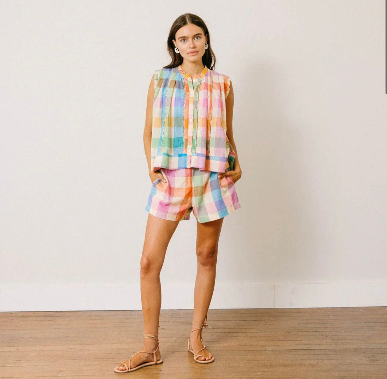 Rainbow Plaid Augustine Top