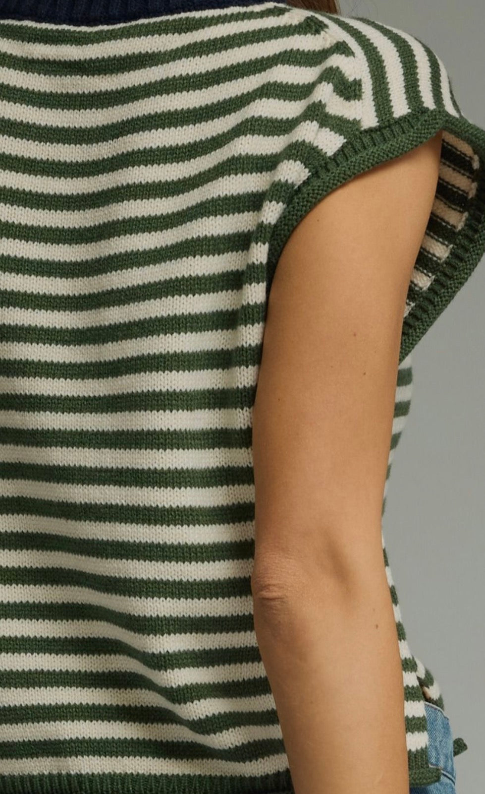 Olive Striped Sweater Top