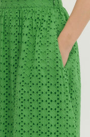Green Eyelet  Top And Skirt Set