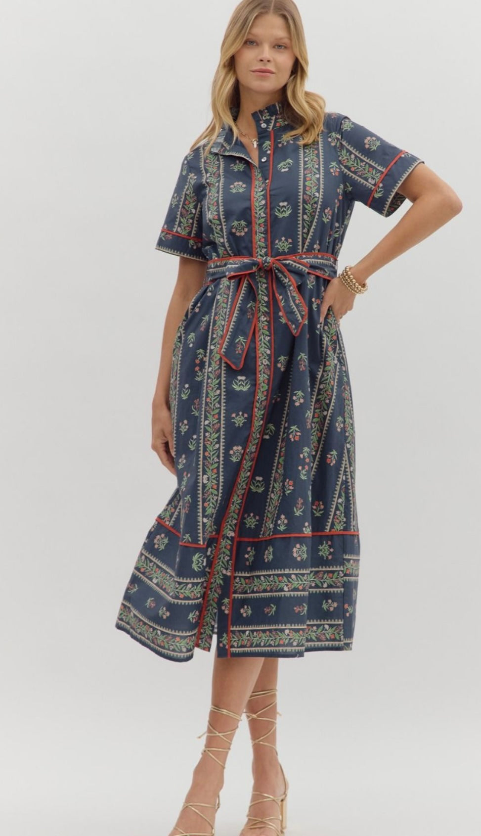 Floral Vine Navy Dress