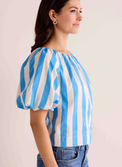 Stripe Bubble Sleeve Top