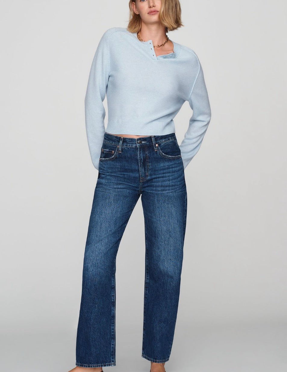 Lexi Mid Rise Jean, rigid denim barrel leg ankle jean