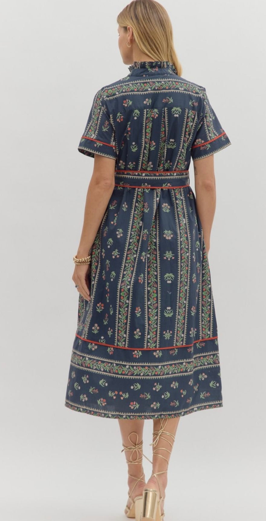 Floral Vine Navy Dress