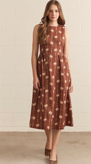 Brown Floral  Dress