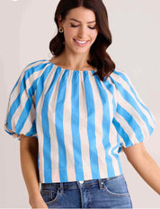 Stripe Bubble Sleeve Top