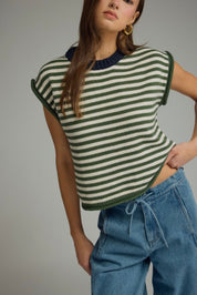 Olive Striped Sweater Top