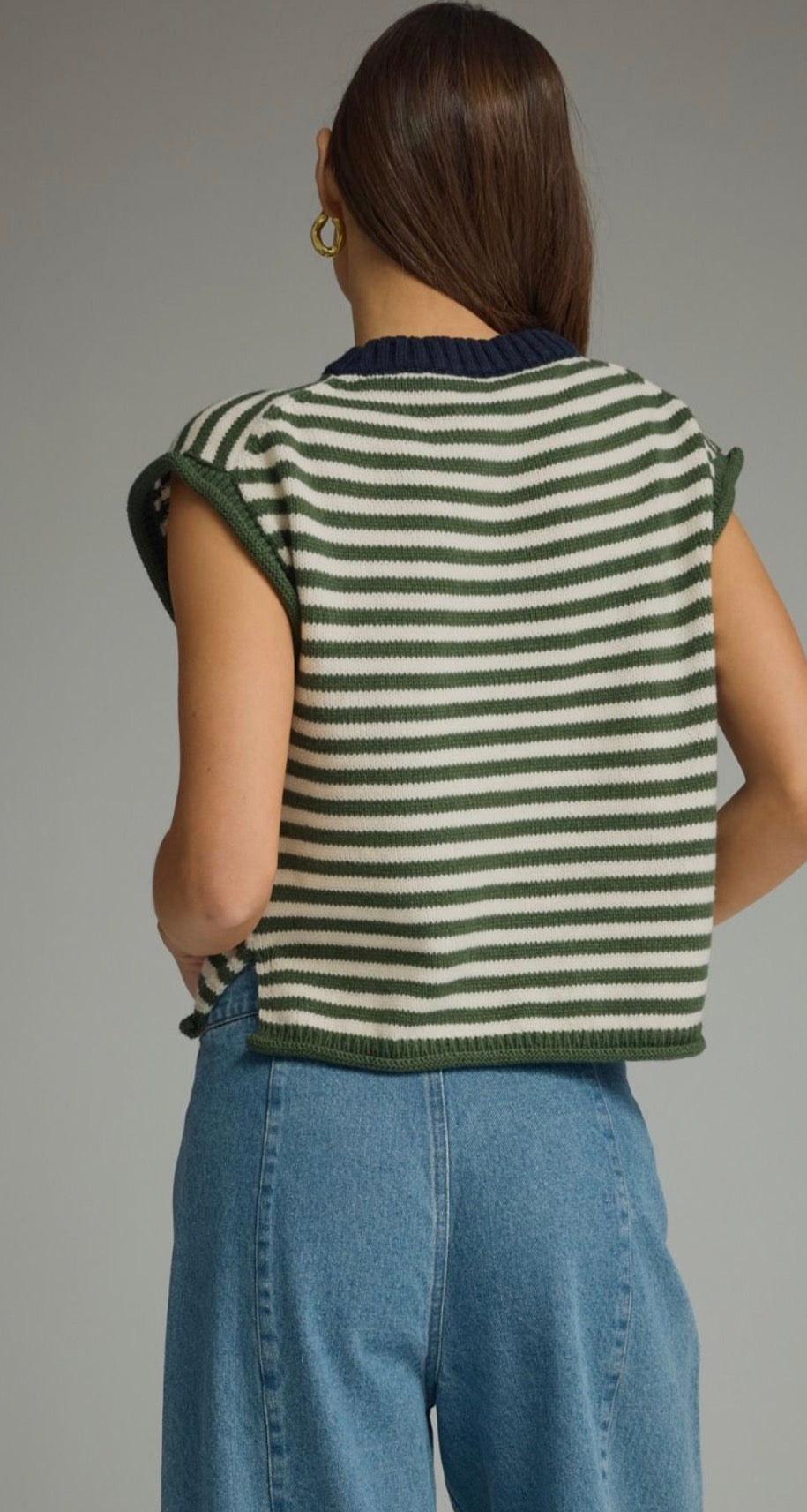Olive Striped Sweater Top