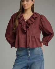 Burgundy Ruffle Top