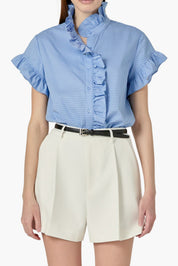 Blue Ruffle Shirt