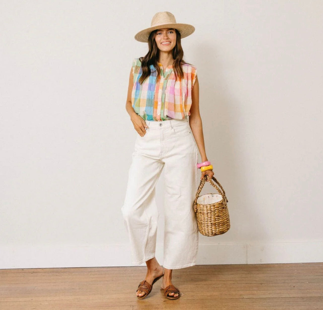 Rainbow Plaid Augustine Top