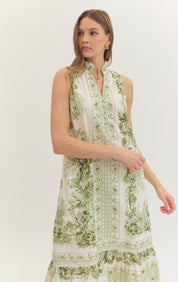 Green Toile Maxi Dress