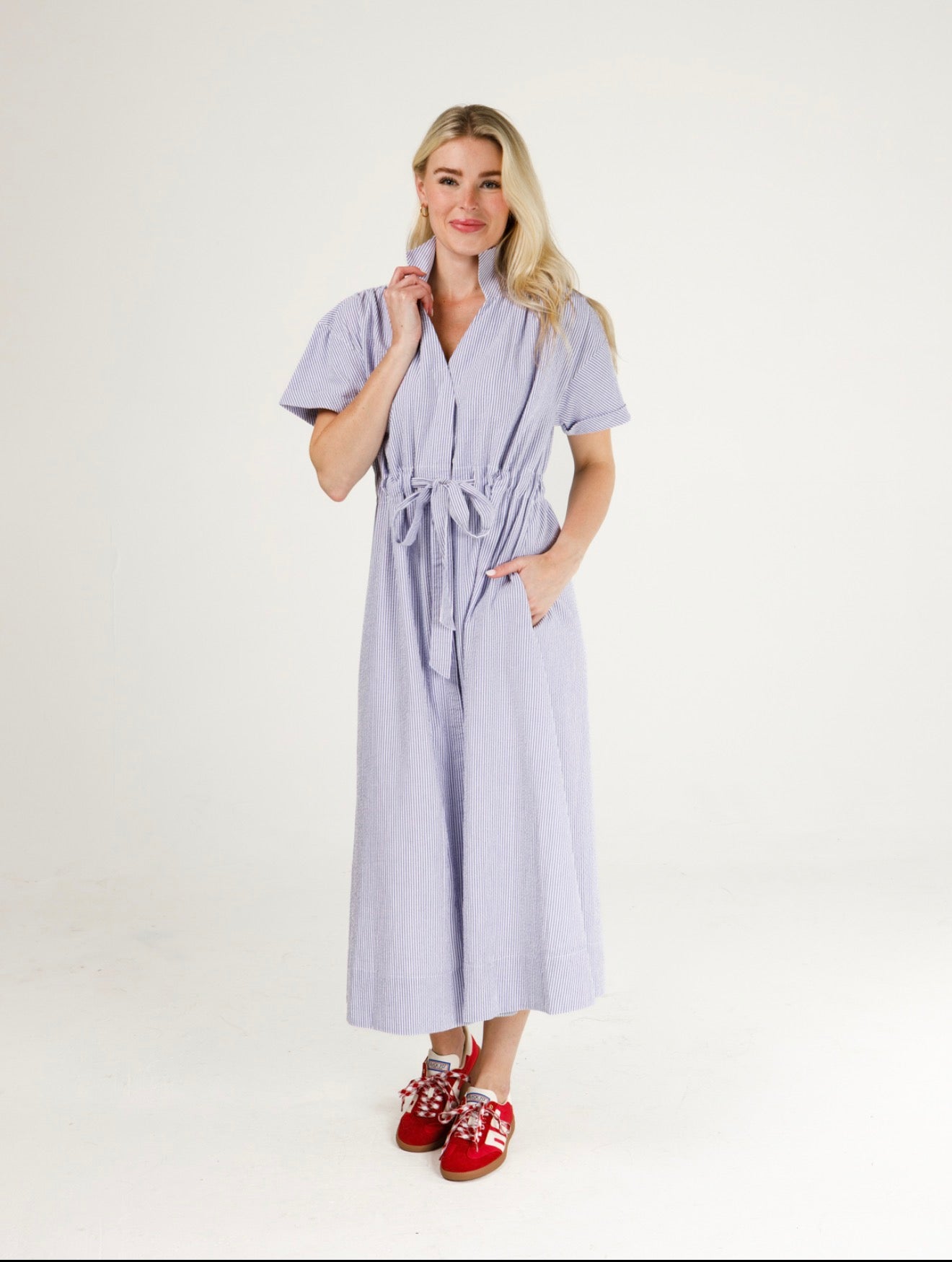 Bria Seersucker Maxi Dress S/M