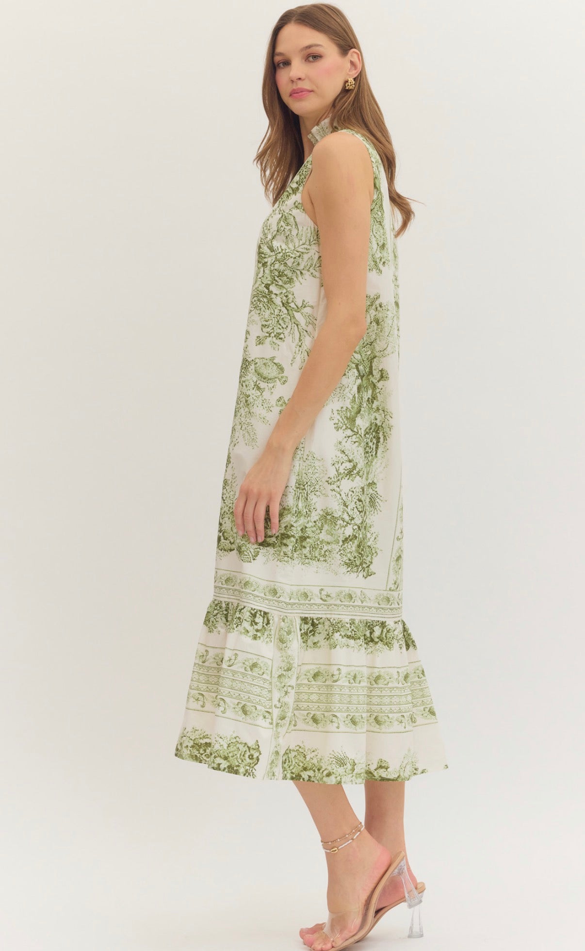 Green Toile Maxi Dress
