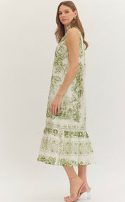 Green Toile Maxi Dress