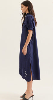 Eyelet Navy Dress
