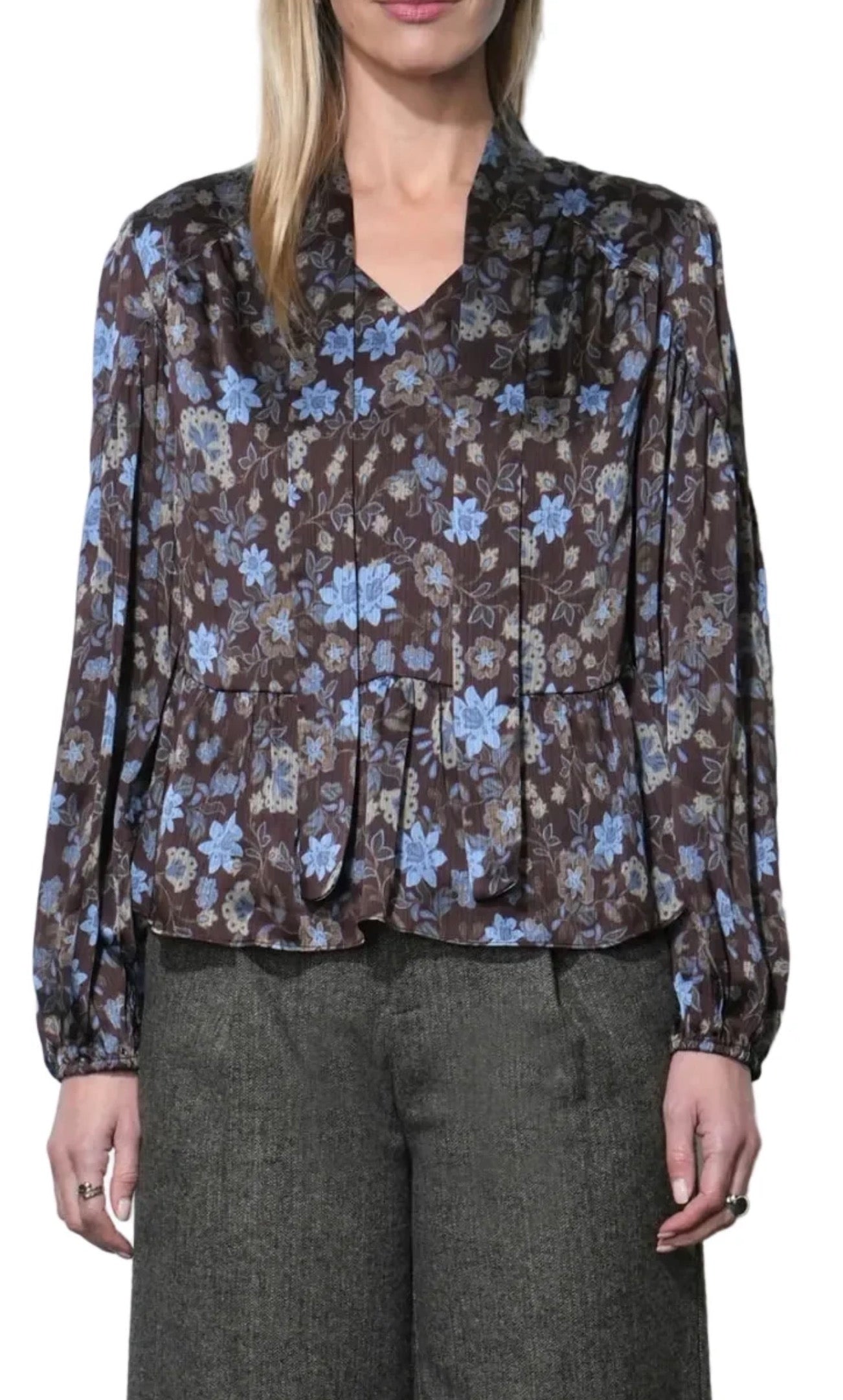 Veda Flowy Tie Neck Blouse