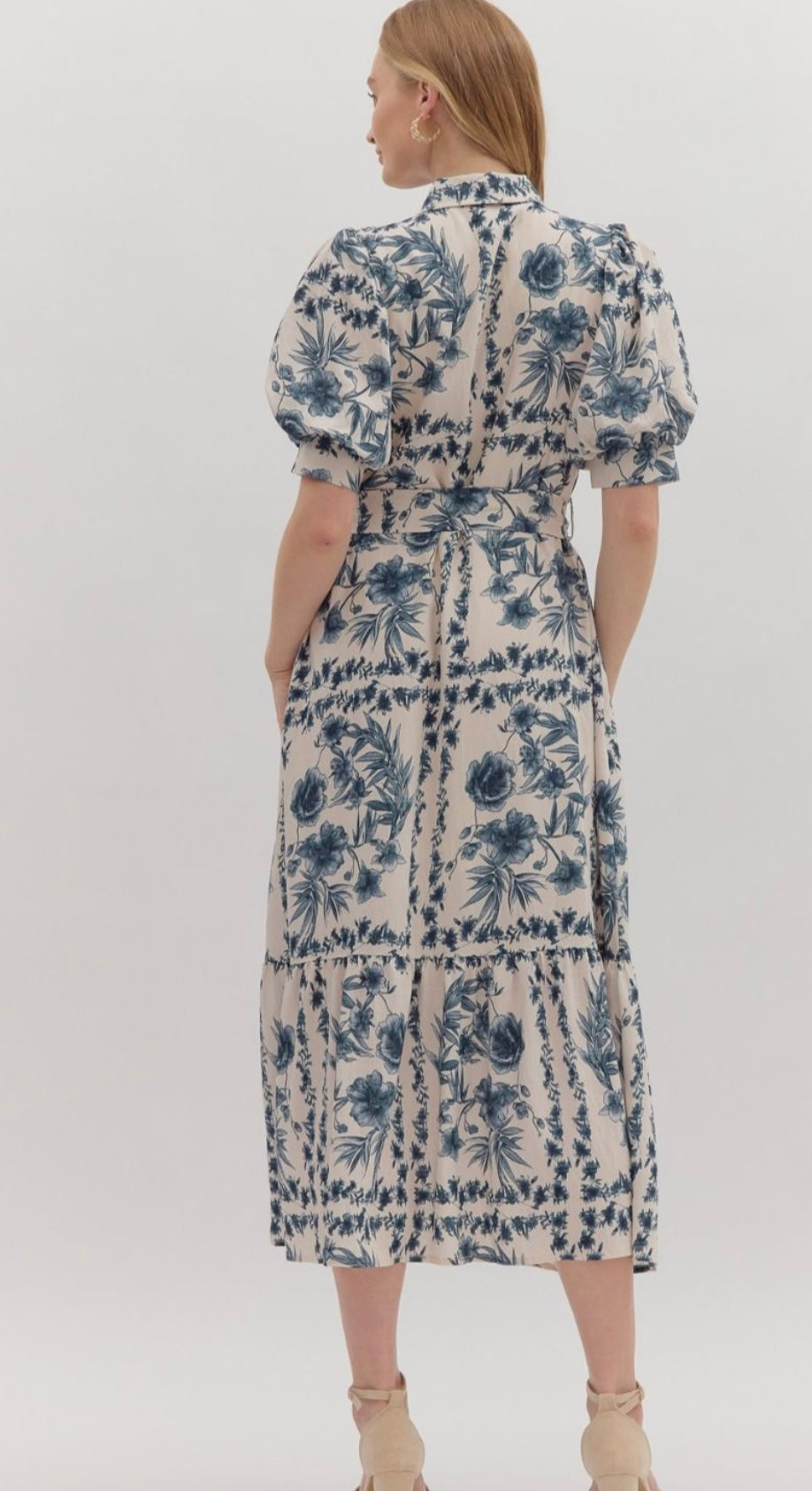 Ink Blue Floral Maxi Dress