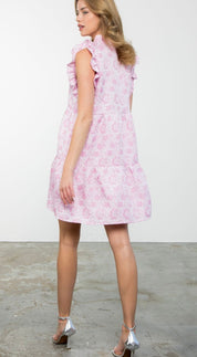 Pink Textured Floral Dress