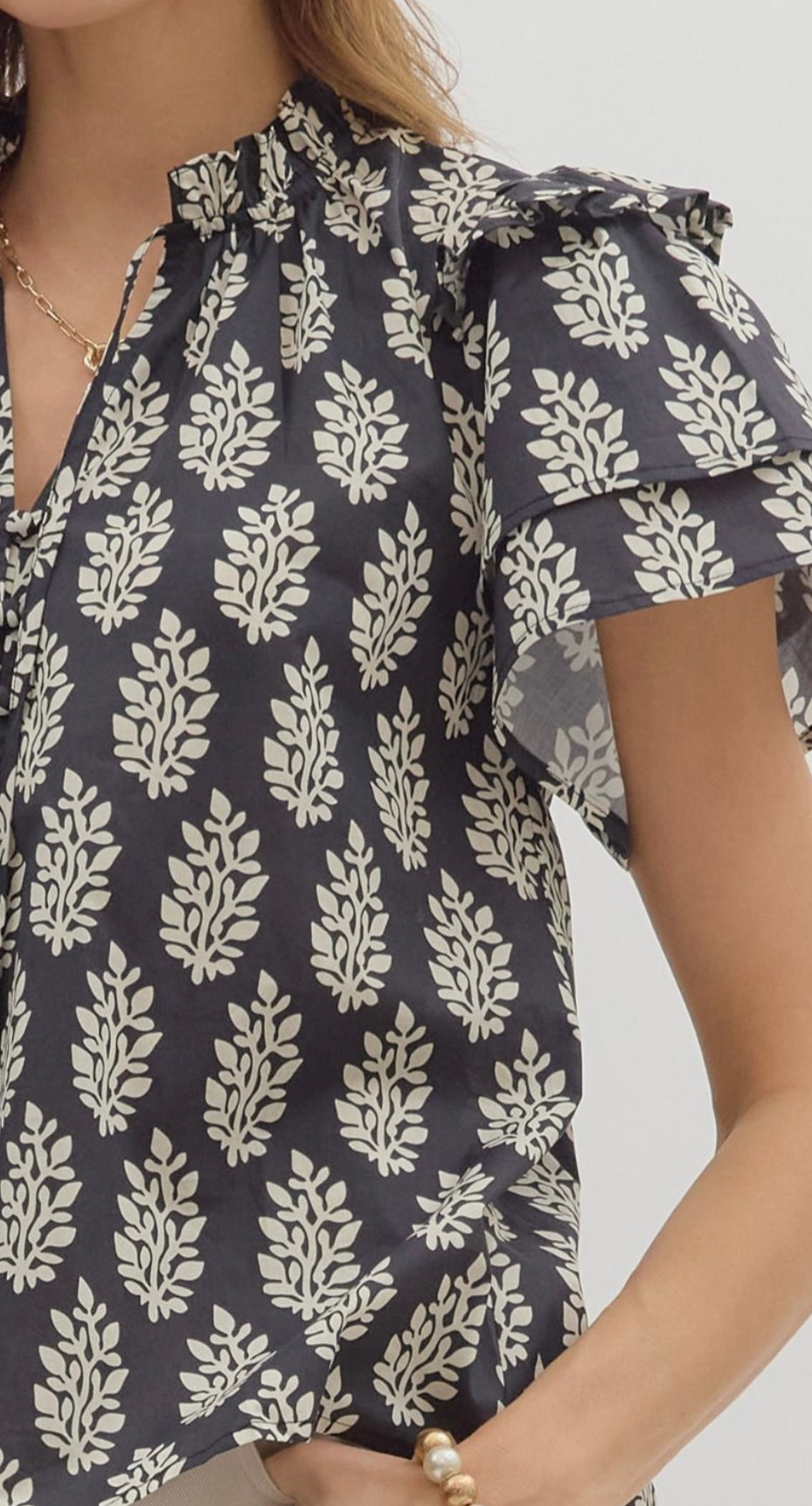 Black And White Floral Top