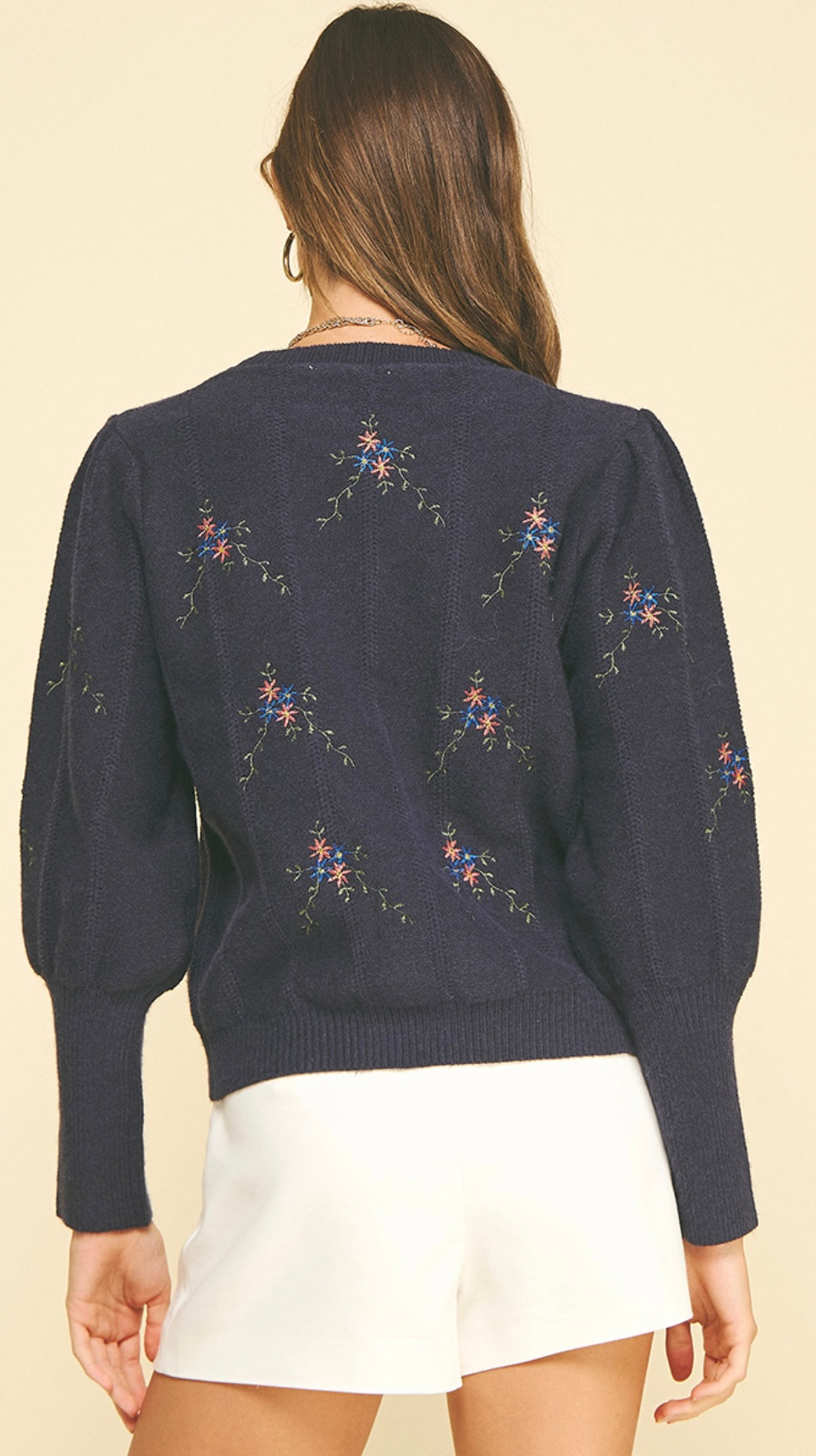 Floral Embroidered Sweater Top
