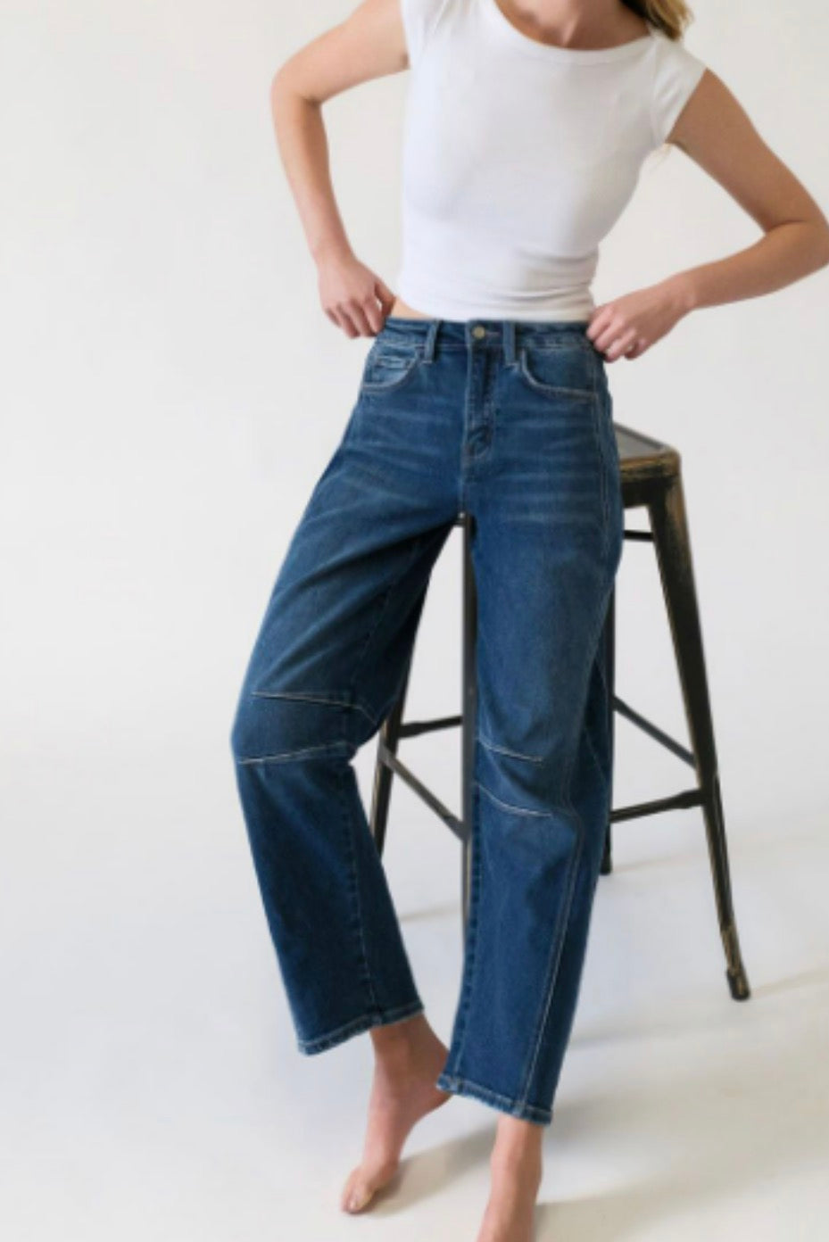 High Rise Barrel Denim