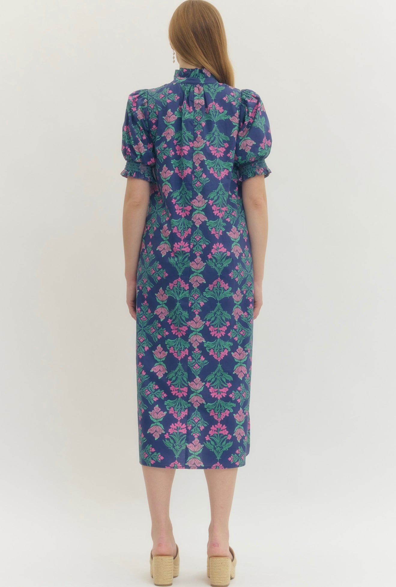 Pink/Navy Floral Maxi Dress