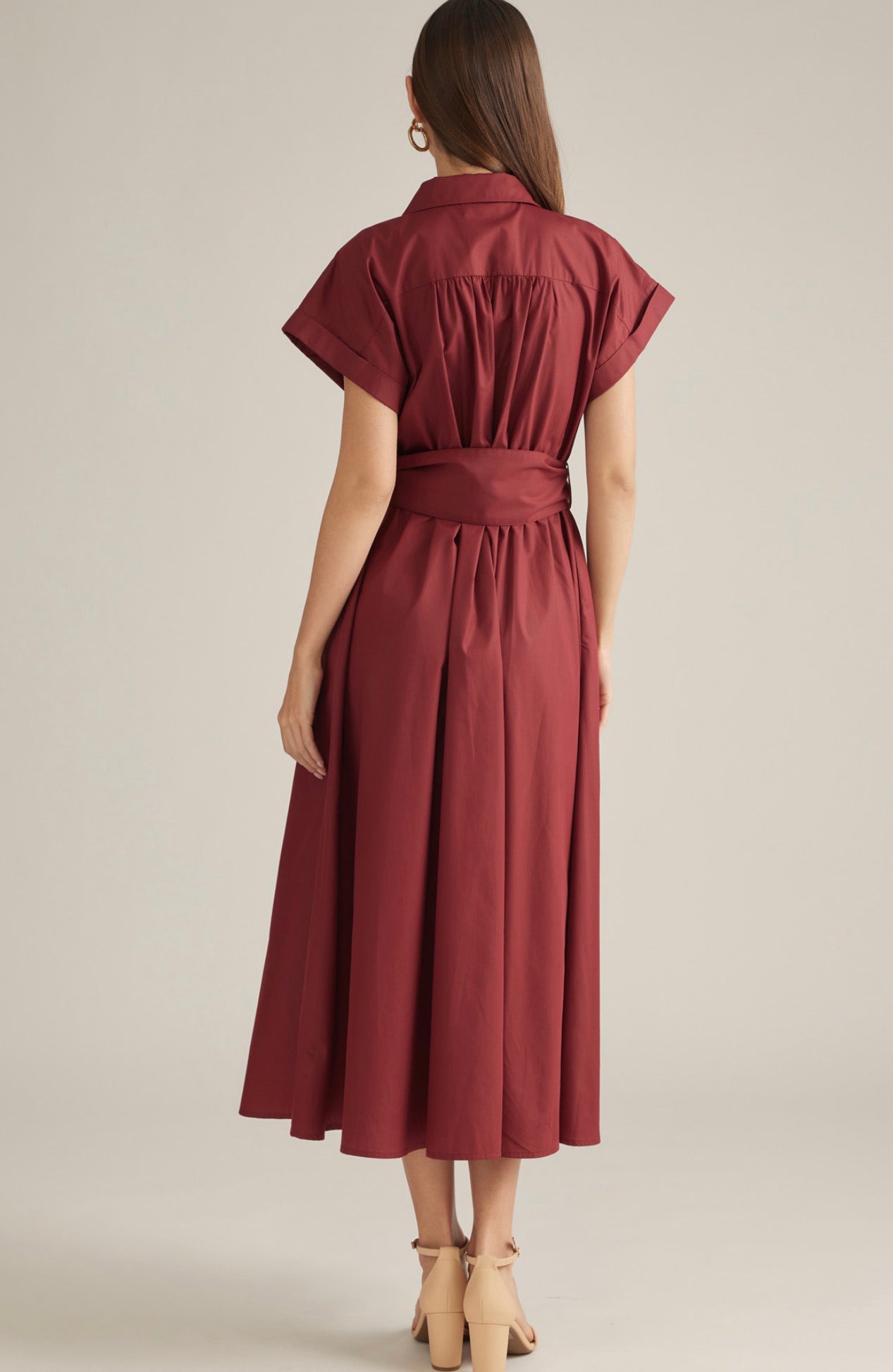 Maroon Belted Dress