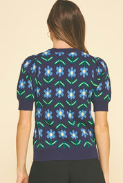 Floral Navy Sweater Top