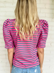 Pink And Green Stripe Top