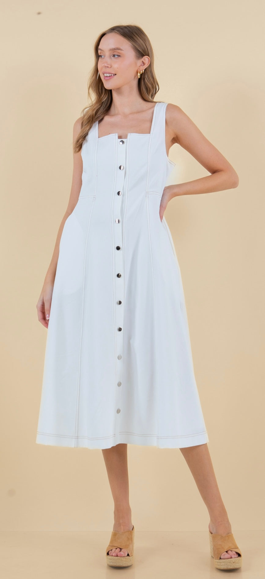 Square Neck Midi Dress