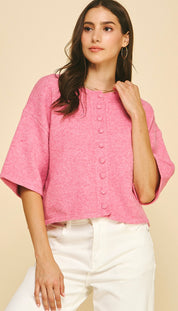 Button Down Pink Sweater Top