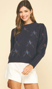 Floral Embroidered Sweater Top