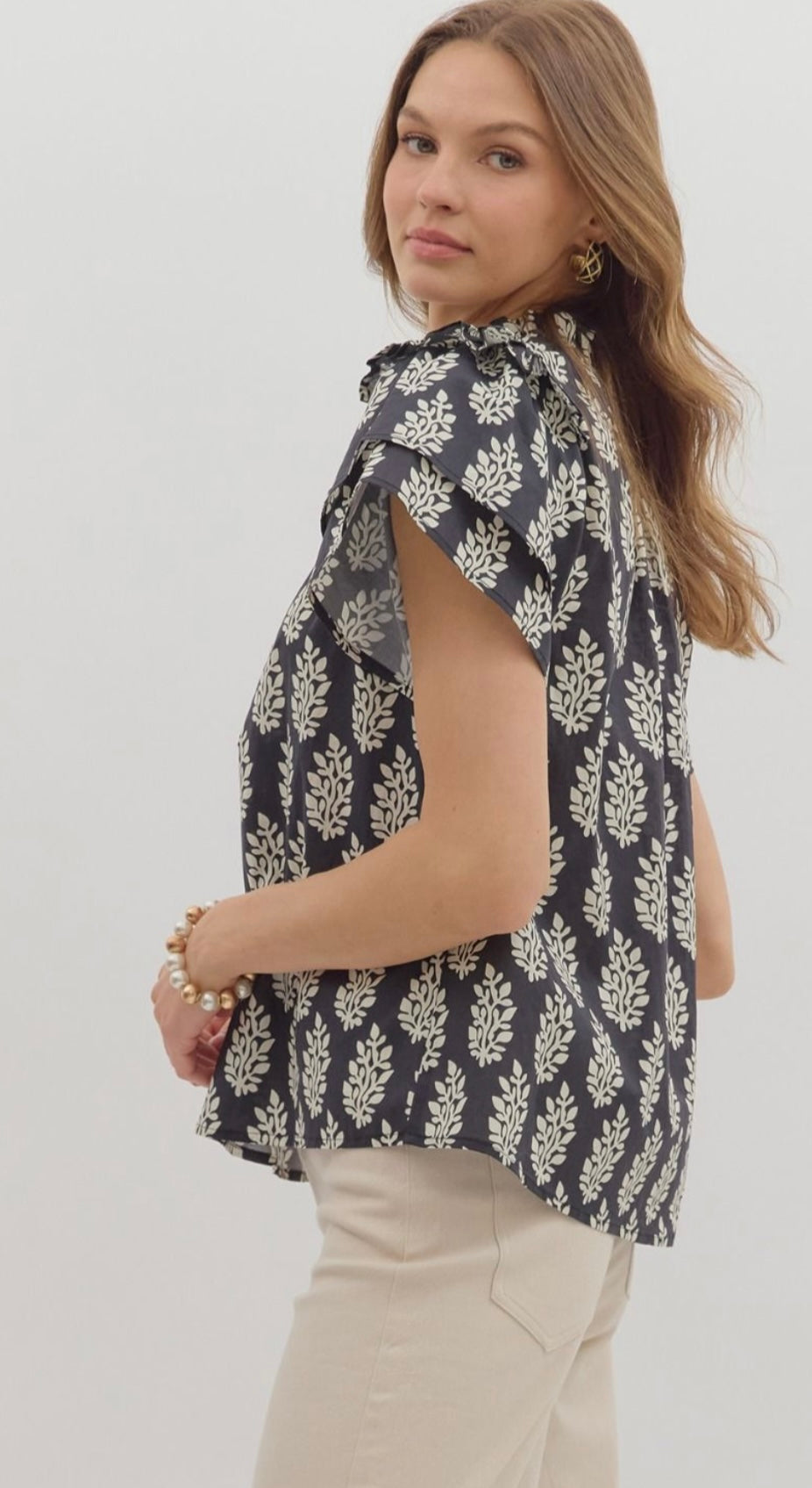 Black And White Floral Top