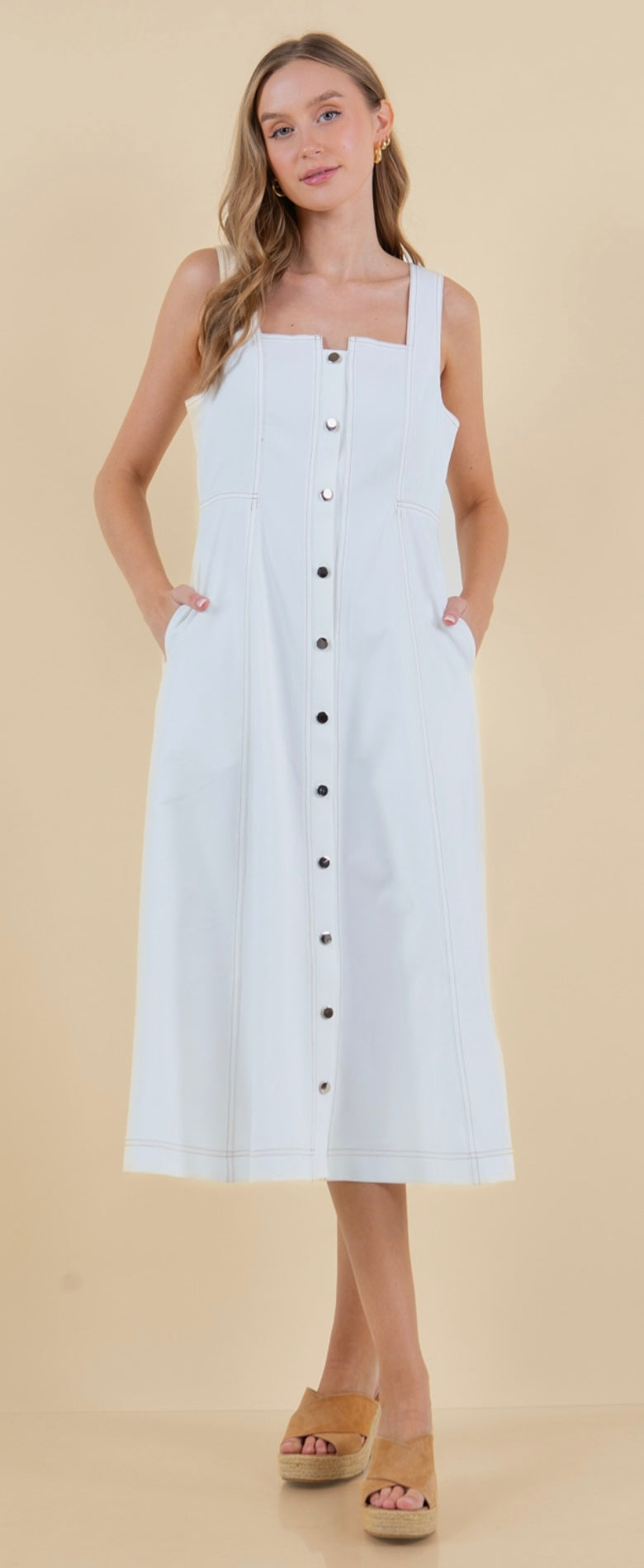 Square Neck Midi Dress