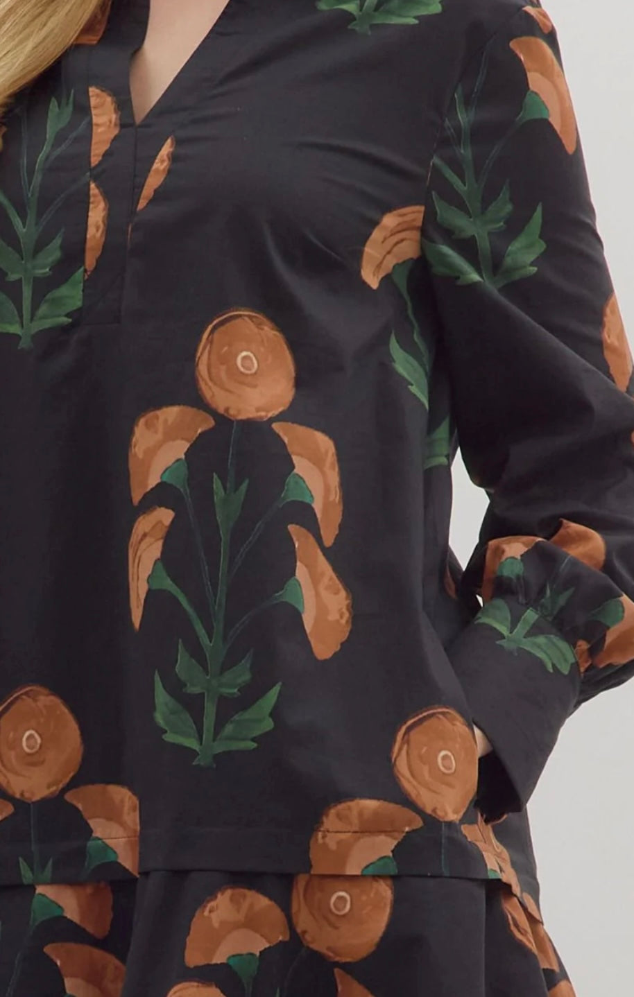 Brown Poppy Floral Dress