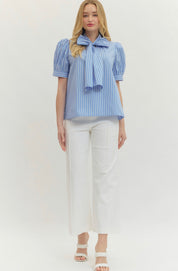 Striped Tie Neck Top