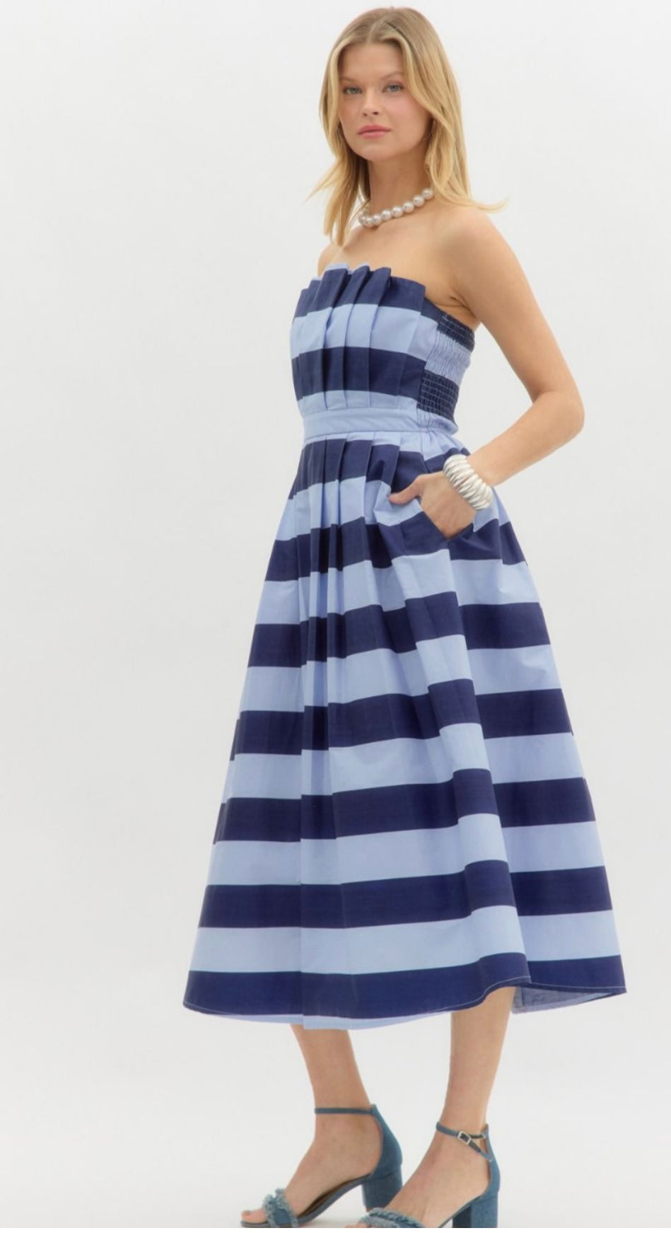 Navy/Blue Striped Dress