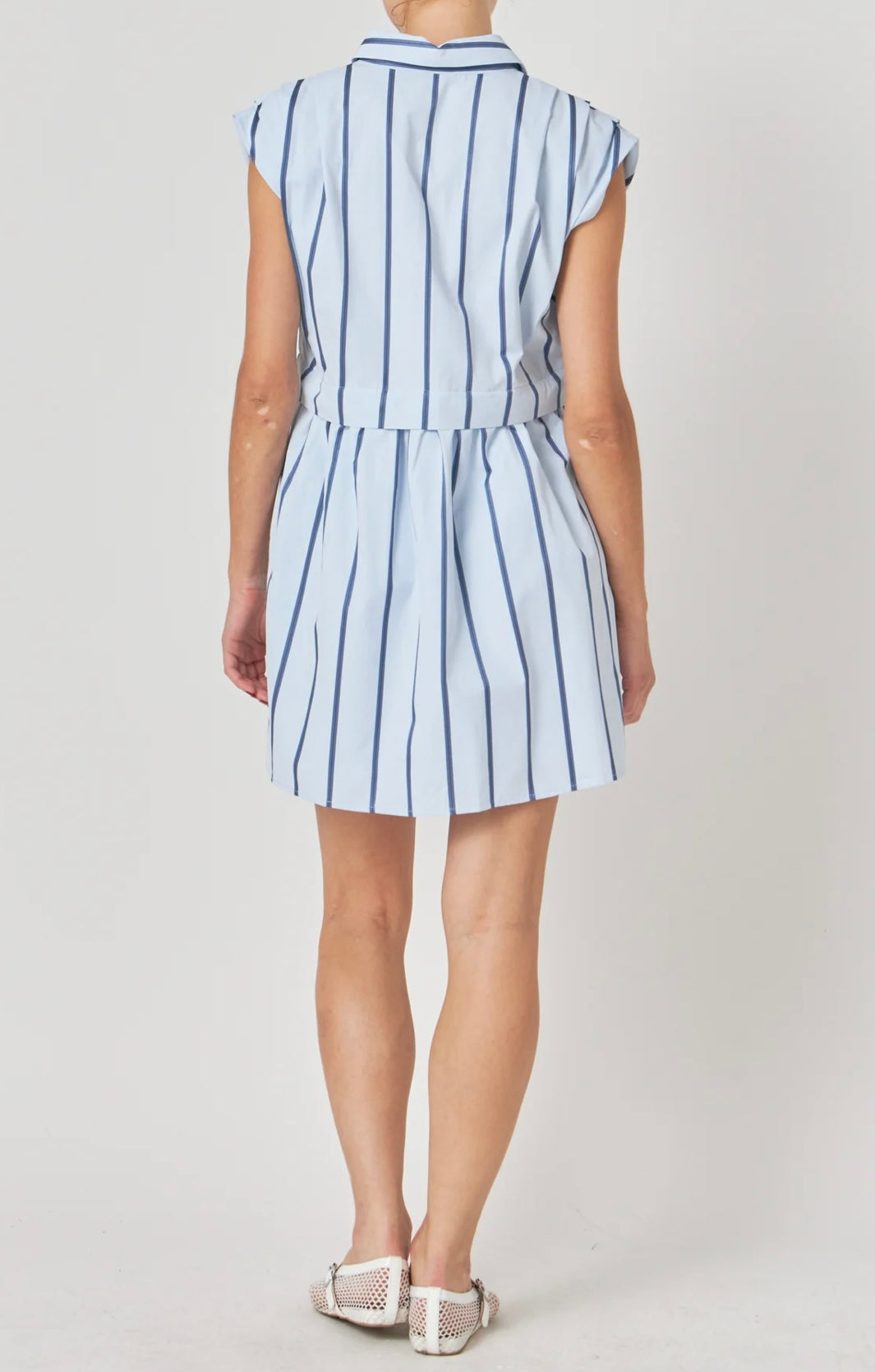 Stripe Pleated Shirt Dress