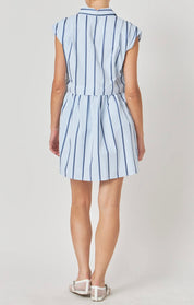 Stripe Pleated Shirt Dress