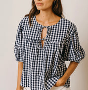 Navy Gingham Mira Top